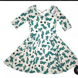 NWT Dot Dot Smile White Green Cacti Ballerina Twirl‎ Dress